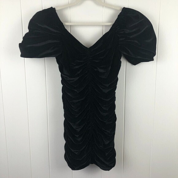 Anthropologie Hutch Womens Ruched Puff-Sleeved Mini Dress Size 4 - Picture 9 of 16